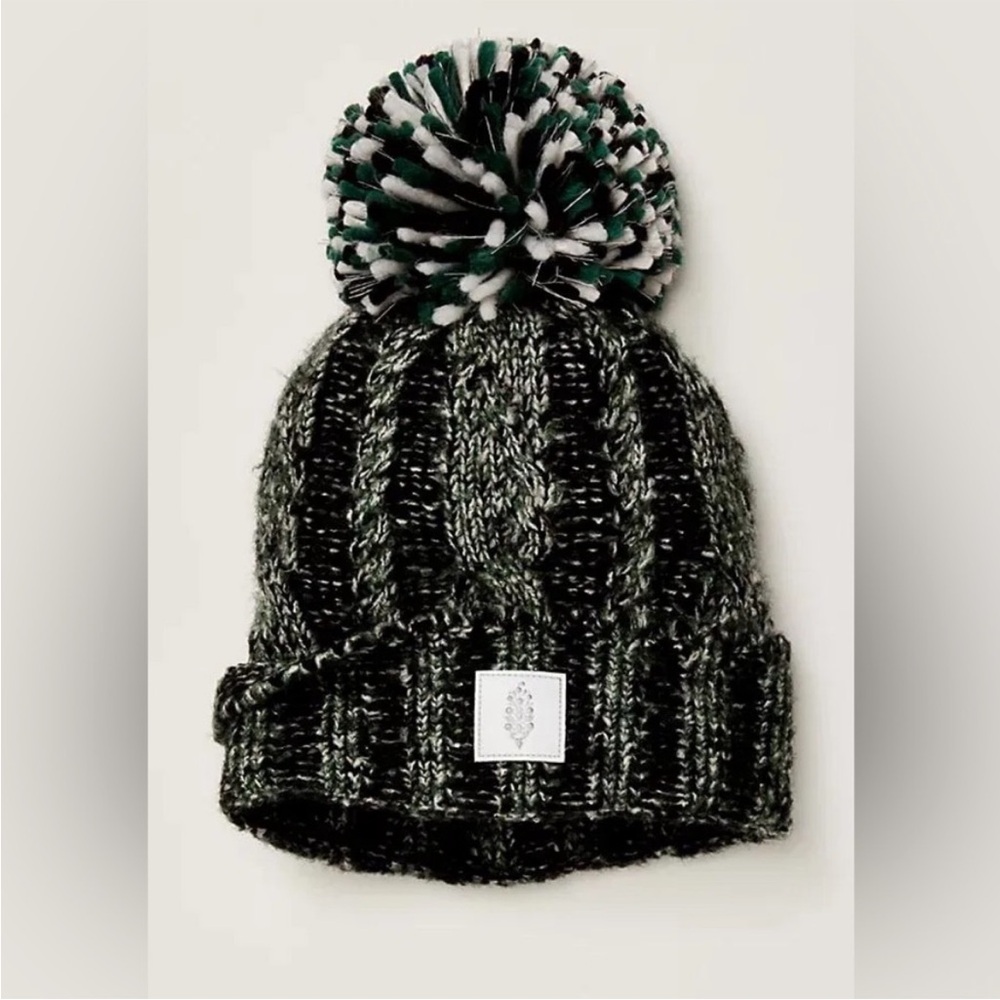 Free People FP Movement Pow Party Reflective Chunky Cable Knit Beanie Winter Hat